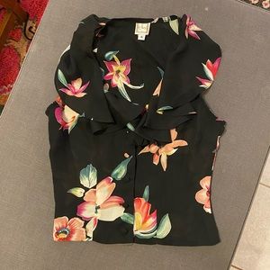 Vintage Peplum Floral Blouse Size 4/S